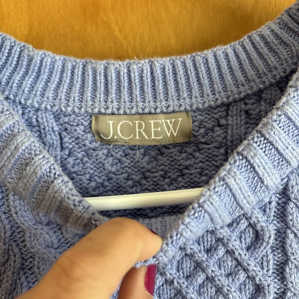 J.Crew Cable-knit puff-sleeve crewneck sweater lavendar‎ small BS978